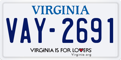 VA license plate VAY2691