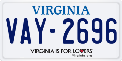 VA license plate VAY2696