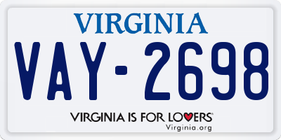 VA license plate VAY2698