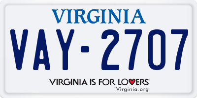 VA license plate VAY2707