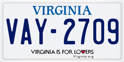 VA license plate VAY2709