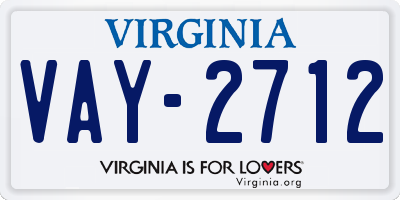 VA license plate VAY2712