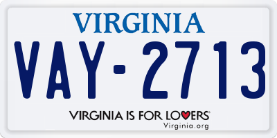 VA license plate VAY2713