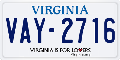 VA license plate VAY2716