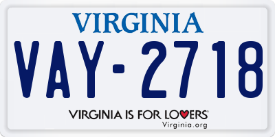 VA license plate VAY2718