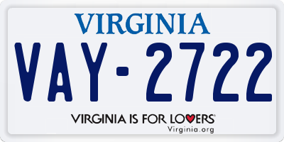 VA license plate VAY2722