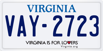 VA license plate VAY2723