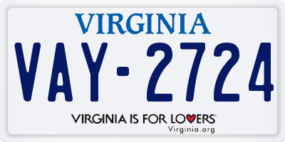 VA license plate VAY2724