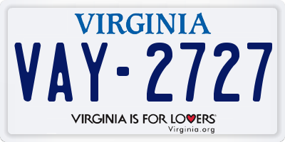 VA license plate VAY2727