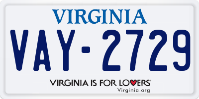 VA license plate VAY2729