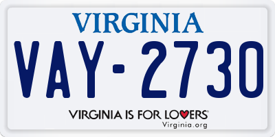 VA license plate VAY2730