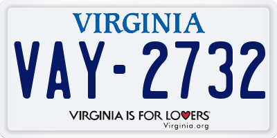 VA license plate VAY2732