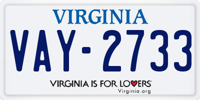 VA license plate VAY2733