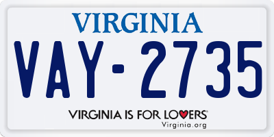 VA license plate VAY2735