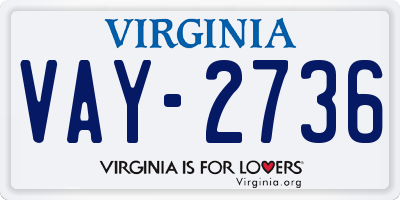 VA license plate VAY2736