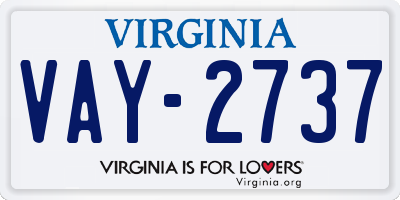 VA license plate VAY2737