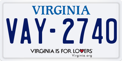 VA license plate VAY2740
