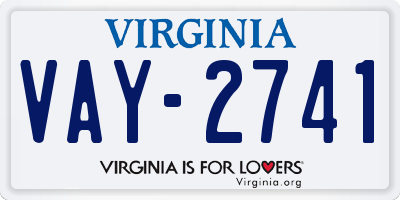 VA license plate VAY2741