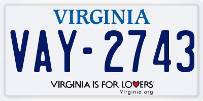 VA license plate VAY2743