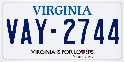VA license plate VAY2744