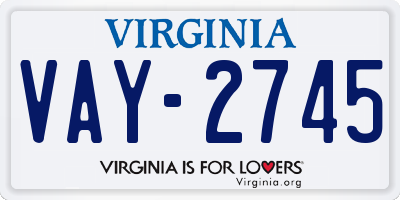 VA license plate VAY2745