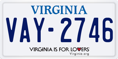 VA license plate VAY2746