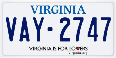 VA license plate VAY2747