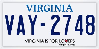 VA license plate VAY2748