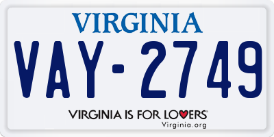 VA license plate VAY2749
