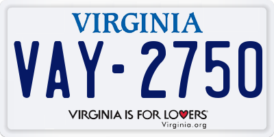 VA license plate VAY2750