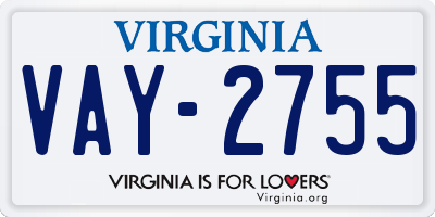 VA license plate VAY2755