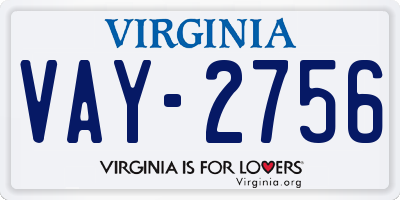 VA license plate VAY2756