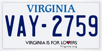 VA license plate VAY2759