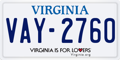 VA license plate VAY2760