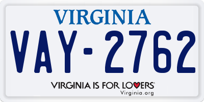 VA license plate VAY2762