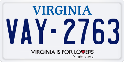 VA license plate VAY2763