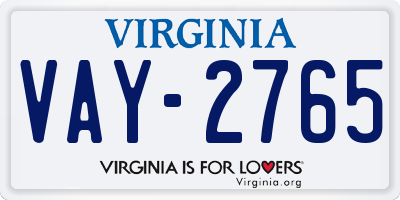 VA license plate VAY2765