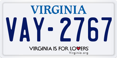 VA license plate VAY2767