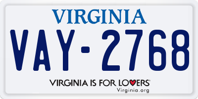 VA license plate VAY2768