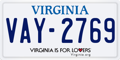 VA license plate VAY2769