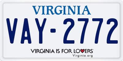 VA license plate VAY2772