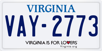 VA license plate VAY2773