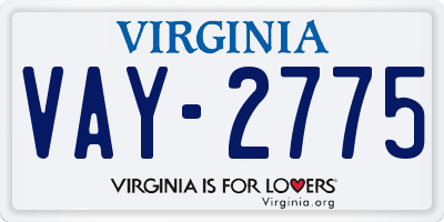 VA license plate VAY2775