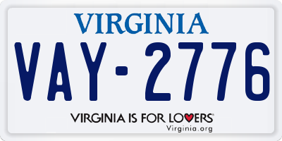 VA license plate VAY2776