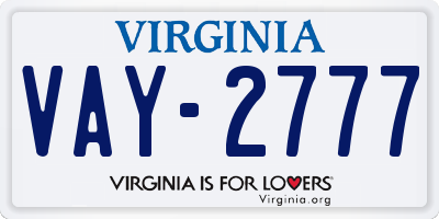 VA license plate VAY2777