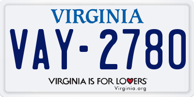 VA license plate VAY2780