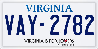 VA license plate VAY2782