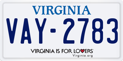 VA license plate VAY2783