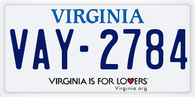 VA license plate VAY2784