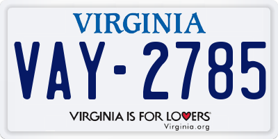VA license plate VAY2785